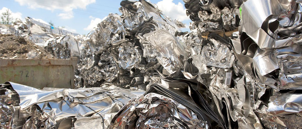 bundle of compressed aluminium scrap for recycling