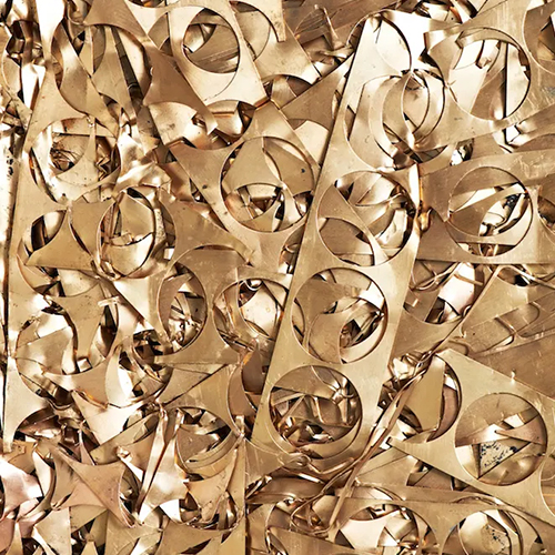Brass boring scraps piled up
